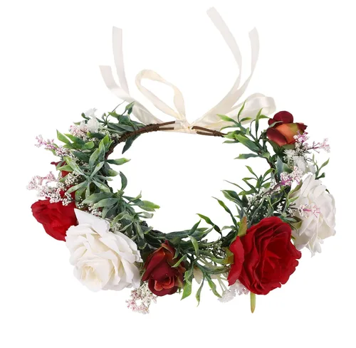 Vista 17 de Corona floral para mujer, diadema floral para el cabello, corona de flores, halo bohemio, fiesta, baile de graduación, fotos