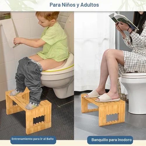 Vista 7 de KingPavonini Bamboo Toilet Stool Squat 7in & 9in Adjustable Height, Bamboo Bambú-nuevo