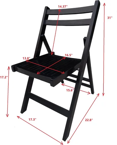 Vista 3 de CIATRE Eleva tus reuniones al aire libre con sillas plegables de madera de listones - Juego de 4 (negro)