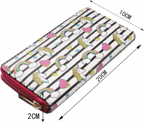 Vista 5 de Monedero y cartera largo con diseño de unicornio arcoíris, Negro y blanco), NA