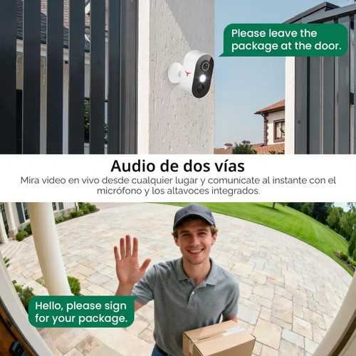 Vista 5 de Cámara de seguridad inalámbrica de 1080p con detección humana de IA, visión nocturna, conversación de 2 vías, almacenamiento en la nube, WiFi