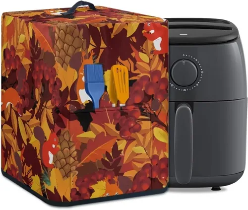 Vista 15 de Gomyblomy Funda para electrodomésticos pequeños con diseño de murciélagos, protector de freidora de aire lavable con tema de Halloween, protector