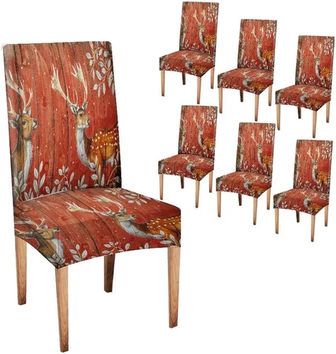 Vista 157 de CAPSCEOLL Christmas Dining Chair Covers,Snowflakes Festive Winter Pattern Stretch Chair Covers for Dining Room Set of 2 Washable Spandex Parson