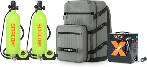 Vista 18 de SMACO Mini tanque de buceo 1.9L Tanque de buceo portátil (2 piezas) Reutilizable Buceo Pony Botella de Respaldo Cilindro de aire de buceo hasta 30