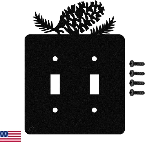 Vista 11 de Pine Cone - Placa de pared de doble toma de corriente dúplex (doble potencia, negro) - Fabricado en Estados Unidos