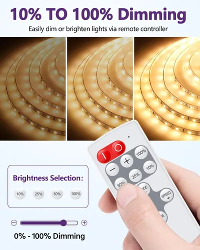 Vista 4 de HitLights Mini control remoto RF para tira de luces LED de un solo color, CC 5-24V, atenuador inalámbrico de 12 teclas con modo de efecto dinámico