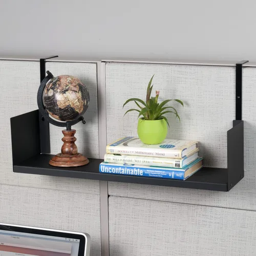 Vista 2 de Wallniture Libro Estante organizador de cubículos de 24 pulgadas con ganchos para cubículos, organizador de escritorio para oficina en casa (negro)