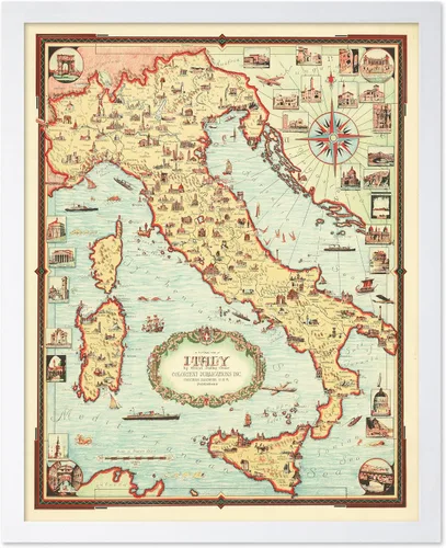 Vista 58 de Monem Art Mapa Monumental Vintage de Florencia Impresión - Póster de Viaje Retro - Arte de Italia - Gran Regalo para Hombres, Mujeres, Amantes