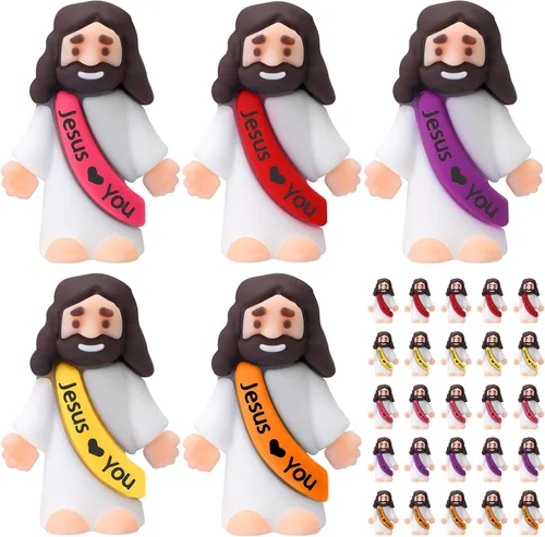 Vista 10 de Bememo 25 figuras de Jesús pequeñas figuras de Jesús, color blanco