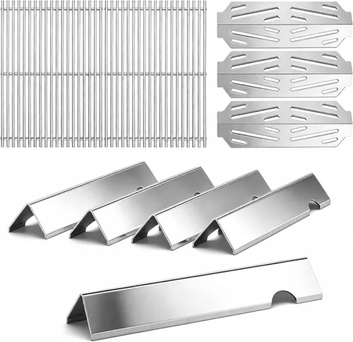 Vista 26 de QuliMetal 44.5 cm SUS304 Barras Aromatizadoras y Deflectores de Calor para Parrillas Weber Genesis 300 Series, Compatibles con Genesis E310 E320
