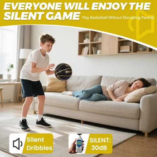 Vista 7 de Balón de baloncesto silencioso con peso de 580g mejorado, balón de entrenamiento interior de alta densidad y silencioso con caja de regalo