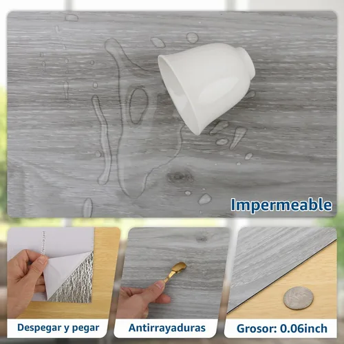 Vista 3 de Azulejos autoadhesivos impermeables para despegar y pegar, para cocina, comedor, dormitorio, sótanos, baños (paquete de 10, 12 x 12 pulgadas)