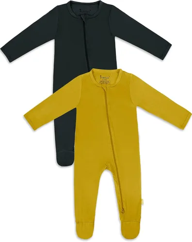 Vista 24 de Jimonda Pijama de bambú para bebé, unisex, para niños y niñas, de una pieza, manga larga, cierre de cremallera de 2 vías, mameluco