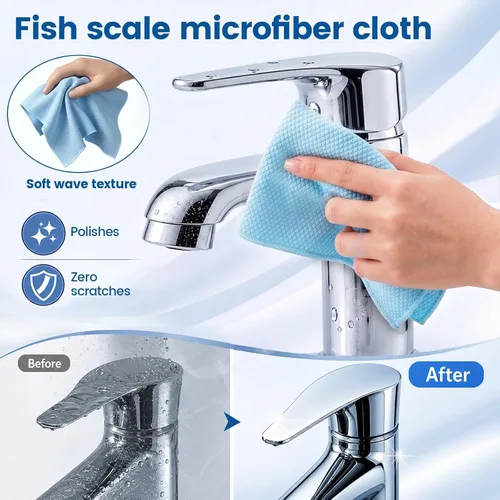 Vista 5 de Niveaya Paño de limpieza de vidrio de microfibra, paños multifuncionales reutilizables sin pelusas, paño de limpieza de ventana de ducha de acero