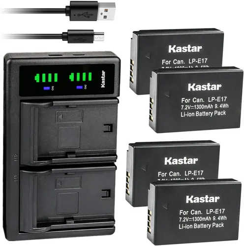 Vista 7 de Kastar LTD2 Cargador de batería USB de repuesto para Canon LP-E17 LPE17, batería 9967B02, agarre de batería BG-E18 IR, Canon EOS R8, EOS R50, EOS