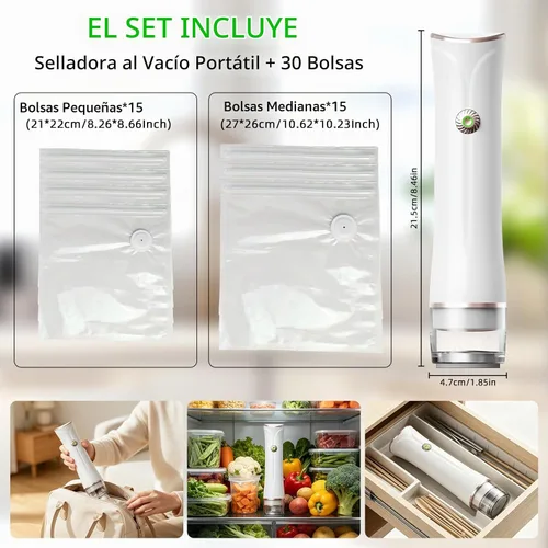 Vista 5 de Handheld Vacuum Sealer for Food, Compact Food Sealer with 30 Reusable Bags