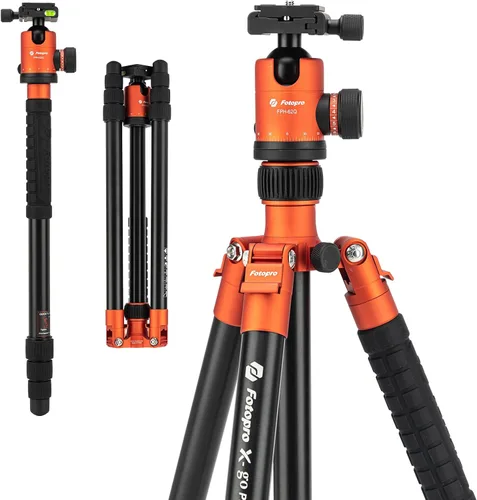 Vista 20 de Fotopro 60" Carbon Fiber Camera Travel Tripod, Detachable Monopod for DSLR Negro