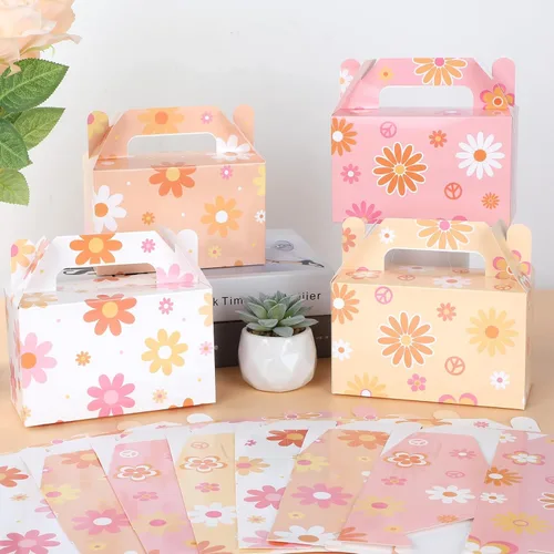 Vista 7 de 12 cajas de regalo de flores de margarita, suministros de fiesta, margaritas hippie, regalos de fiesta, cajas de regalo para niñas, cumpleaños, baby