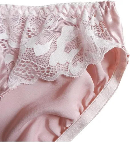 Vista 3 de Bragas de seda de morera 100% pura para mujer, ropa interior de encaje suave, talla S, M, L, XL