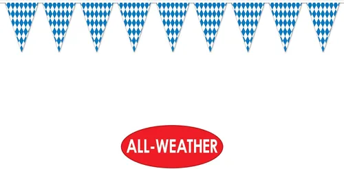 Vista 3 de Beistle Oktoberfest - Banderín bávaro, guirnalda de bandera a cuadros azules y blancos para celebraciones temáticas alemanas, decoraciones de fiesta