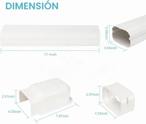 Vista 2 de Mini cubiertas de línea dividida, 4 "7.5 pies CA línea ocultar kits para exteriores DIY Decorative, PVC Minisplit Lineset Cover, Paintable