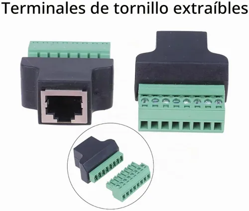 Vista 4 de Bloque de terminales de tornillo hembra 8P8C RJ45 a 8Pin para Cat5