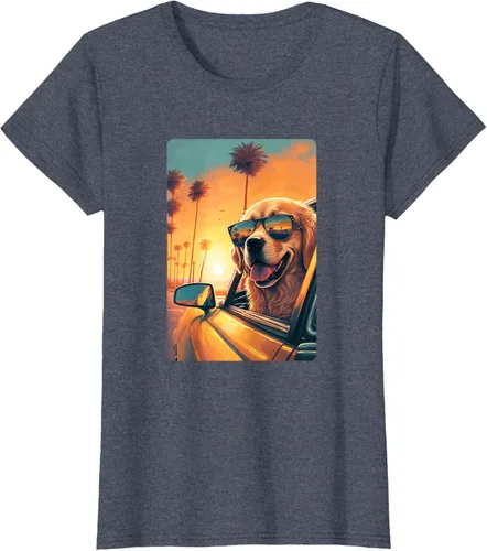 Vista 70 de Golden Retriever - Camiseta divertida de Golden Retriever con lentes, Negro