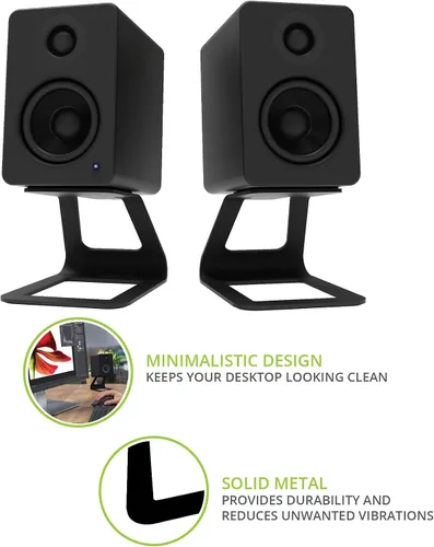 Vista 2 de Kanto SE2 Soportes elevados para altavoces de escritorio para altavoces pequeños - 2 unidades (negro)