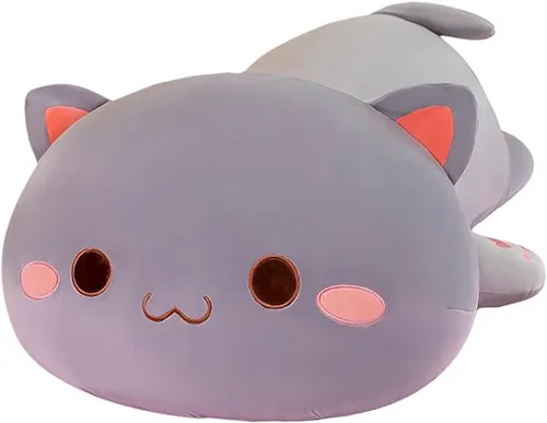 Vista 9 de FUYU Animales de peluche de gato, almohada de felpa suave de gato kawaii, juguete de animal de peluche, regalos para niños y niñas, decoración