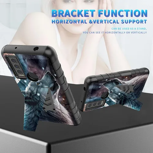 Vista 202 de Funda para AT&T Maestro Max 2021/Cricket Ovation 2 con protector de pantalla de vidrio templado, funda resistente con función atril integrada
