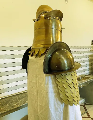 Vista 9 de 15th Century Battle LARP Warrior Kingsguard Traje de armadura de medio cuerpo, medio traje de caballero, maravilloso regalo para amantes de la Edad