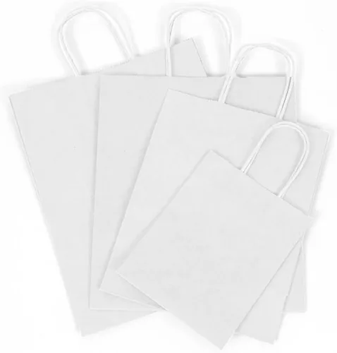 Vista 3 de Kraft Paper Bags with Twisted Handles-8x4.25x10.5 inches, Bulk Multiuse Solid Print Bags, Perfect for Any Occasion, 50 Pack, White