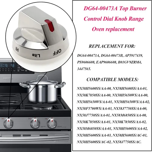 Vista 5 de AMI PARTS DG64-00473A - Perillas de estufa compatibles con repuesto de estufa Samsung NX58F5700WS NX58K7850SS NX58H5600SS NX58J7750SS NX58H5650WS