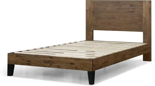 Vista 8 de Zinus Tonja - Marco de cama de plataforma de madera con cabecero, base de colchón con soporte de listones de madera, no necesita somier, fácil