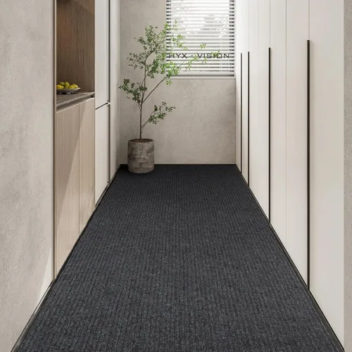 Vista 2 de Alfombra antideslizante de 3 x 10 pies, alfombra de pasillo para interiores y exteriores, alfombra con respaldo de goma, tapete comercial de pelo