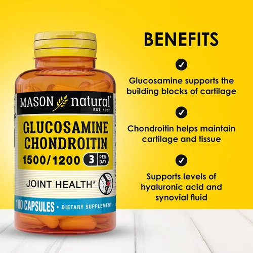 Vista 2 de MASON NATURAL Glucosamina condroitina 1500/1200 con vitamina C, apoya la salud de las articulaciones para una flexibilidad y movilidad normales*