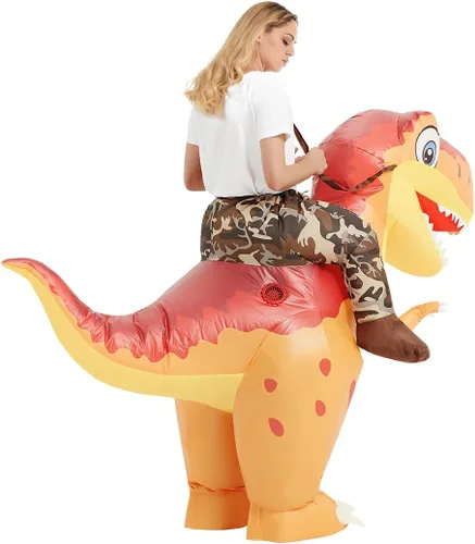 Vista 7 de COMIN Disfraz inflable de dinosaurio para niños y disfraz inflable de dinosaurio para adultos