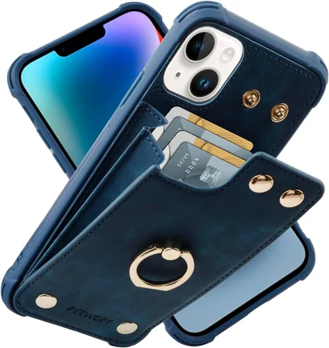 Vista 22 de Funda tipo cartera compatible con iPhone XR/10R con tarjetero de crédito, funda protectora de cuero a prueba de golpes compatible con anillo