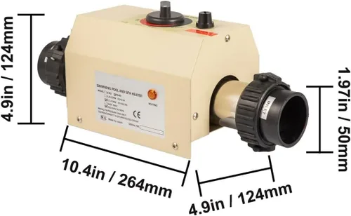 Vista 6 de Calentador de piscina para remo, mini calentadores de agua eléctricos de 2KW, termostato portátil de baño de spa, calentador de piscina, termostato