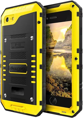 Vista 20 de Beasyjoy Funda de Metal para iPhone SE 2022/2020/8/7, Funda Impermeable Resistente con Protector de Pantalla, Protección de Cuerpo Completo Grado