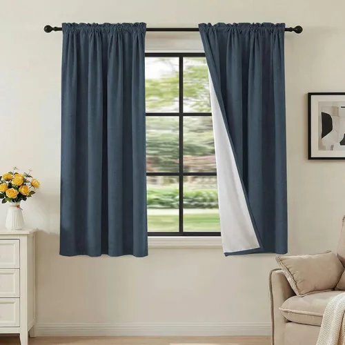 Vista 14 de H.VERSAILTEX Cortinas 100% opacas con aspecto de lino para dormitorio, bloqueo de luz completa, bolsillo para barra, cortinas de ventana gruesas