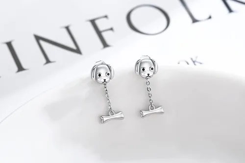 Vista 5 de S925 Sterling Silver Animal Earrings DragonflyButterflyBeeJellyfishPantherTortoiseWolf Dangle Earrings Jewelry ChristmasNew Year Gifts for Women