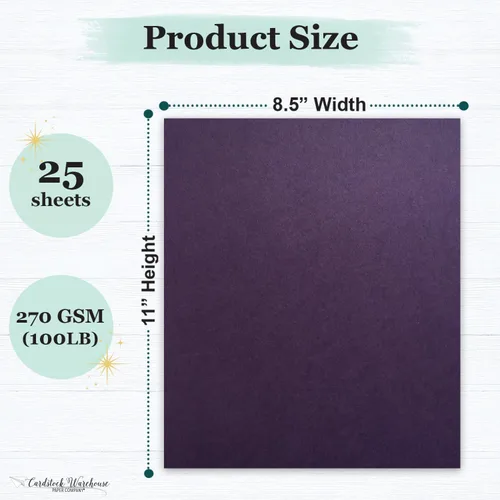 Vista 2 de Cardstock Warehouse Colorplan Amatista púrpura – 8.5 x 11 pulgadas – 100 libras / 9.52 oz/m² de papel de cartulina mate premium – 25 hojas