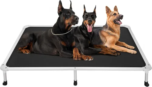 Vista 23 de Veehoo Cama elevada para perros a prueba de mordidas - Cuna elevada refrescante para mascotas - Marco de aluminio plateado y tela de malla
