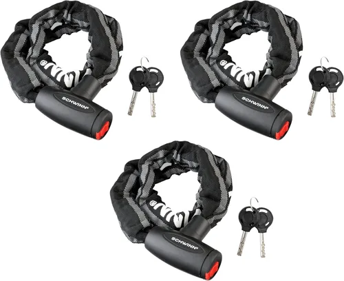 Vista 8 de Schwinn - Cadena reflectante con llave y candado para bicicleta, cerradura antirrobo de bicicleta de 3 pies x 8mm, nivel de seguridad 4
