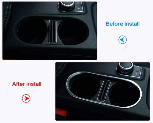 Vista 2 de YIWANG Cubierta cromada ABS para portavasos de Mercedes Benz CLA 200 260 2014-2017, GLA 2014-2017, Clase A W176, A180 2013-2017 Accesorios de coche