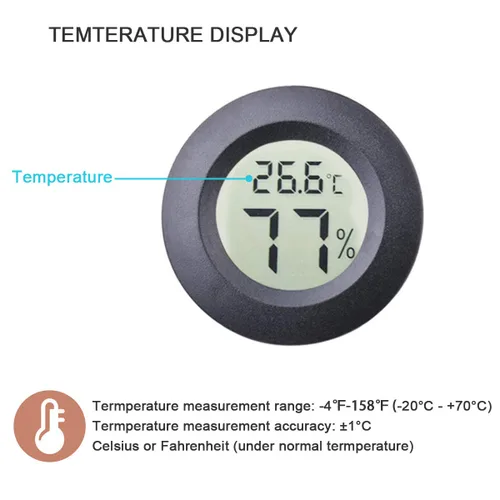 Vista 5 de 2 unids mini higrómetro termómetro interior exterior redondo medidor de humedad medidor de temperatura sensor de humedad Fahrenheit conmutable