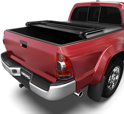 Vista 26 de oEdRo - Cubierta suave de tres pliegues para plataforma de camioneta, compatible con Toyota Tacoma 2005-2015 con plataforma Fleetside de 5 pies