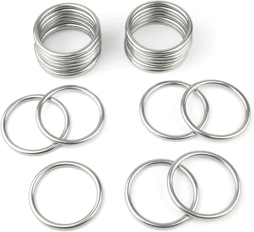 Vista 8 de 20 anillos redondos soldados de acero inoxidable 304 para cinturón de campamento, correas de perro, accesorios de equipaje