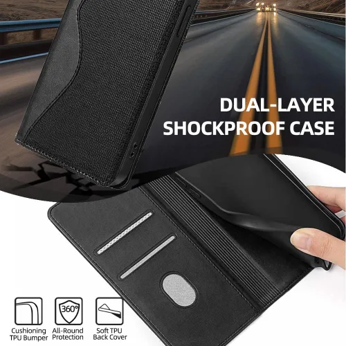 Vista 6 de Case Compatible with Redmi 13X 4G Wallet Card Slot Magnetic Closure Flip Kickstand Black